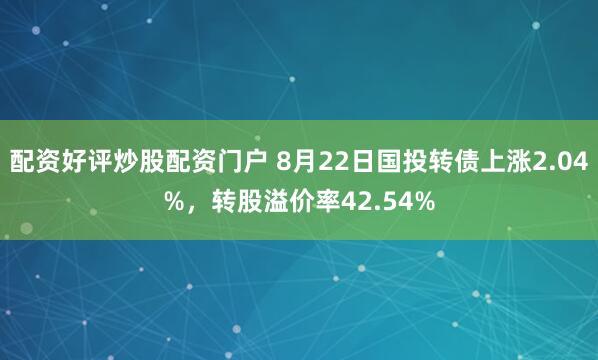 配资好评炒股配资门户 8月22日国投转债上涨2.04%，转股溢价率42.54%
